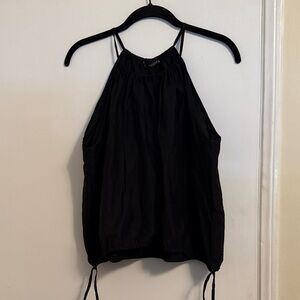ZARA Black Halter Drawstring Women's Top
